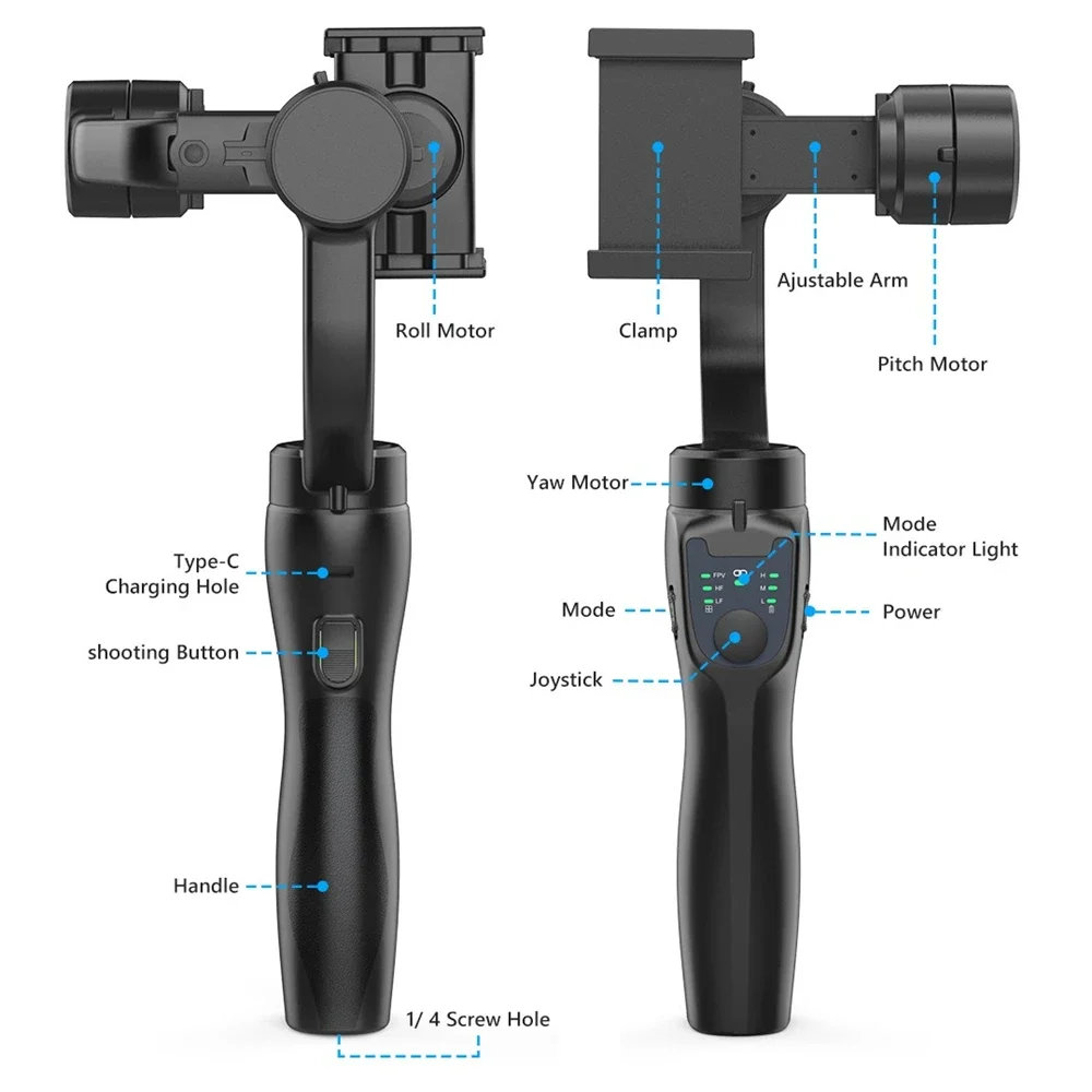 Imagem -03 - Handheld 3-axis Gimbal Suporte do Telefone Anti Shake Estabilizador de Gravação de Vídeo Xiaomi Iphone Celular Smartphone f8