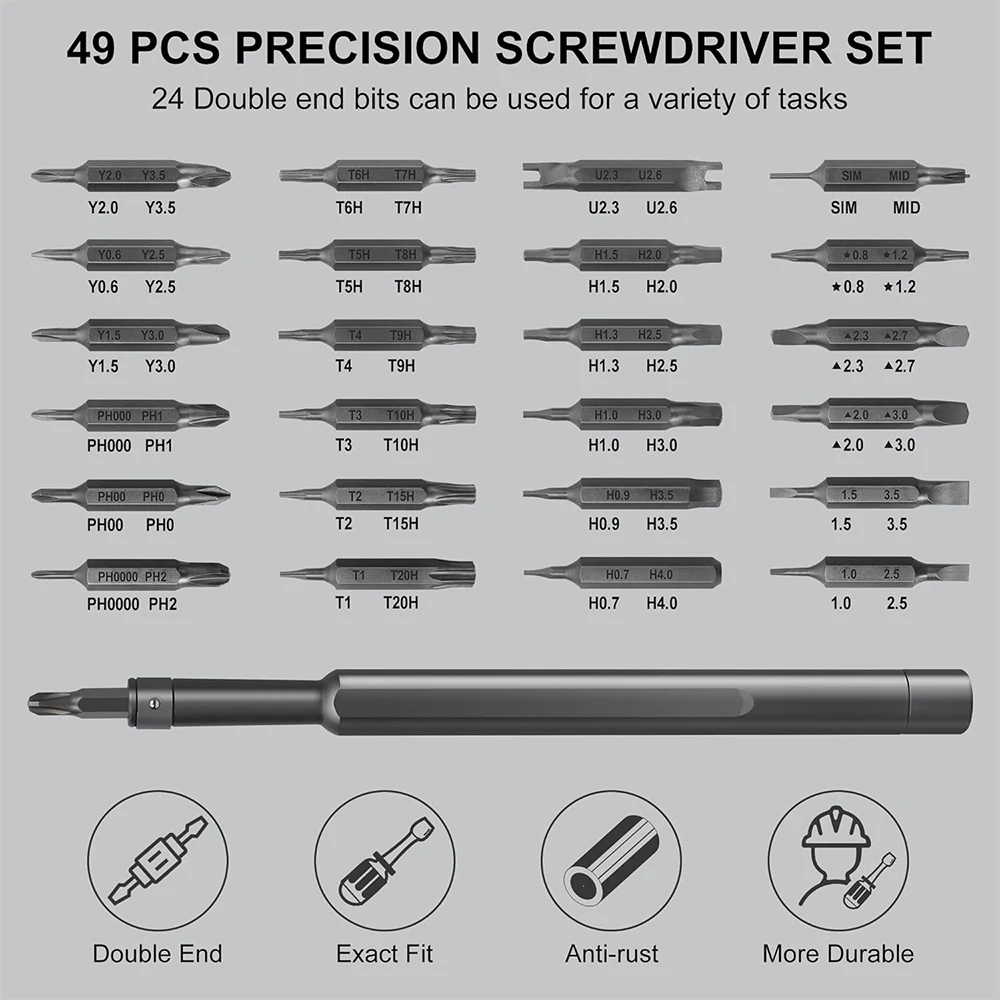 Precision Screwdriver Set 49 in 1 Small Screwdriver Magnetic Repair Tool Kit for Laptop Phone Computer PS5 PS4  Watch