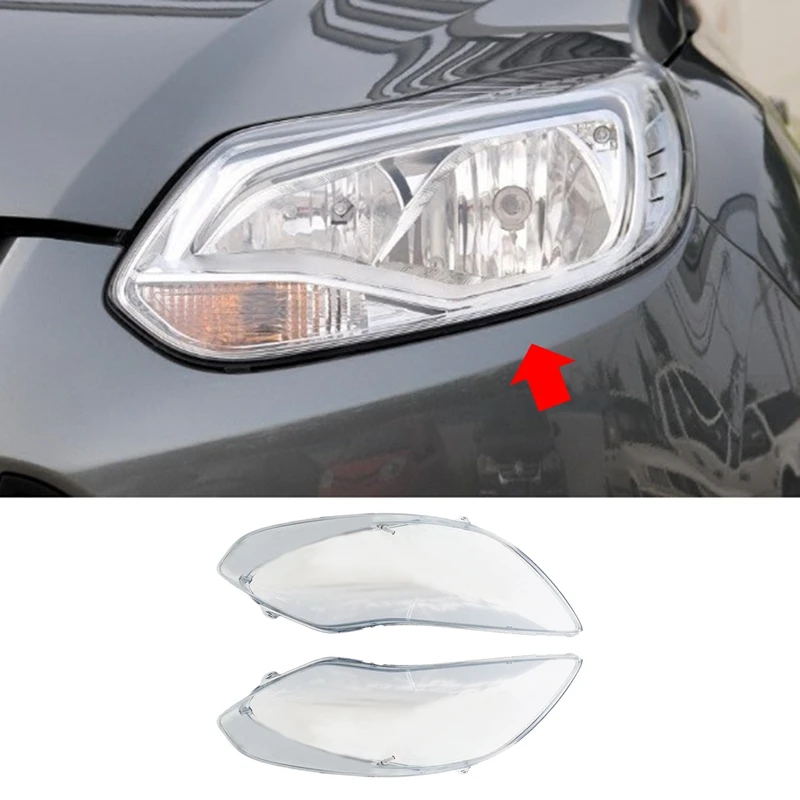 

2PCS Car Lampshade Headlight Cover Transparent Head Light Lamp Cover Glass Shell Mask For Ford Focus 2012-2015