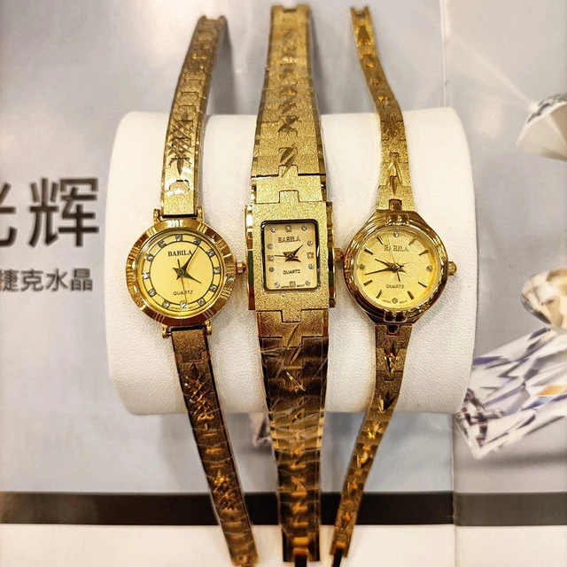 Quadrante piccolo cinturino in ottone placcato oro 18 carati di alta qualita 2022 nuovo orologio da donna intarsiato con diamanti stile secchiello per vino orologio da polso di lusso AliExpress