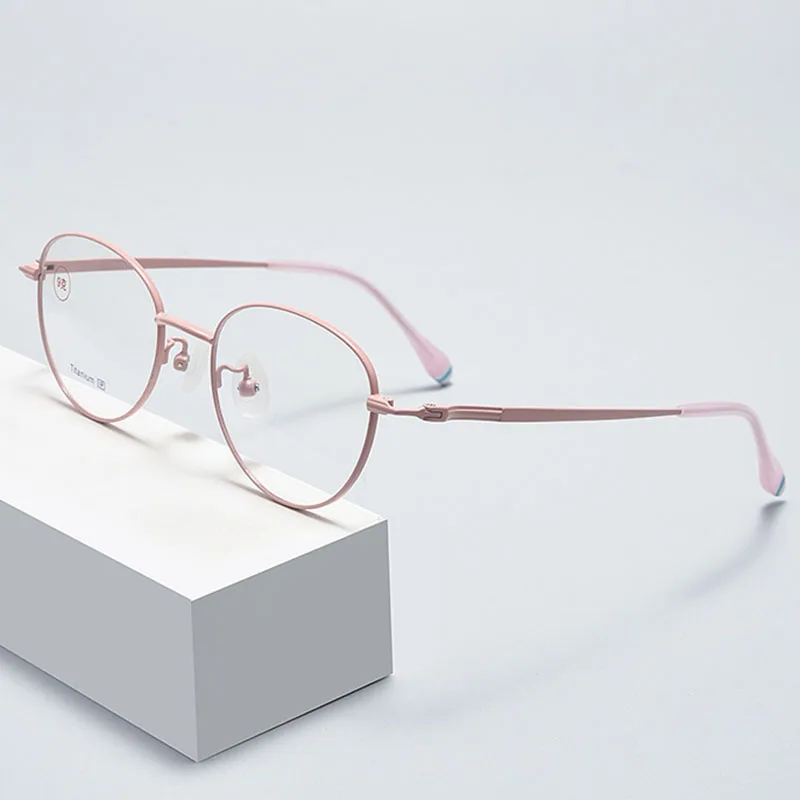 ラウンドチタンメガネフレーム-ipメッキ-男女兼用