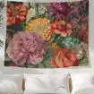 Botanical Vintage Flower Bouquet Tapestry, Original Art Floral Wall Hanging for Indoor Home Bedroom Living Room Decor