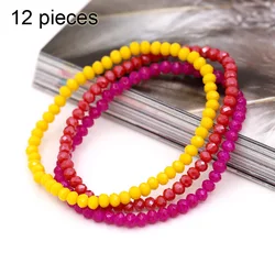 3 Pieces Colorful Crystal Beaded Bracelets Fashion Women Wrist Jewelry Multicolor Combination Bracelet Bohemian Accessories Gift