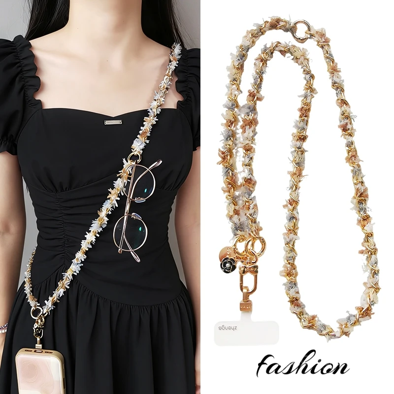

Multi Functional Adjustable Button Chain Phone Strap, Sturdy Women's Crossbody Hanging Neck Wrist Anti Drop Lifting Chain