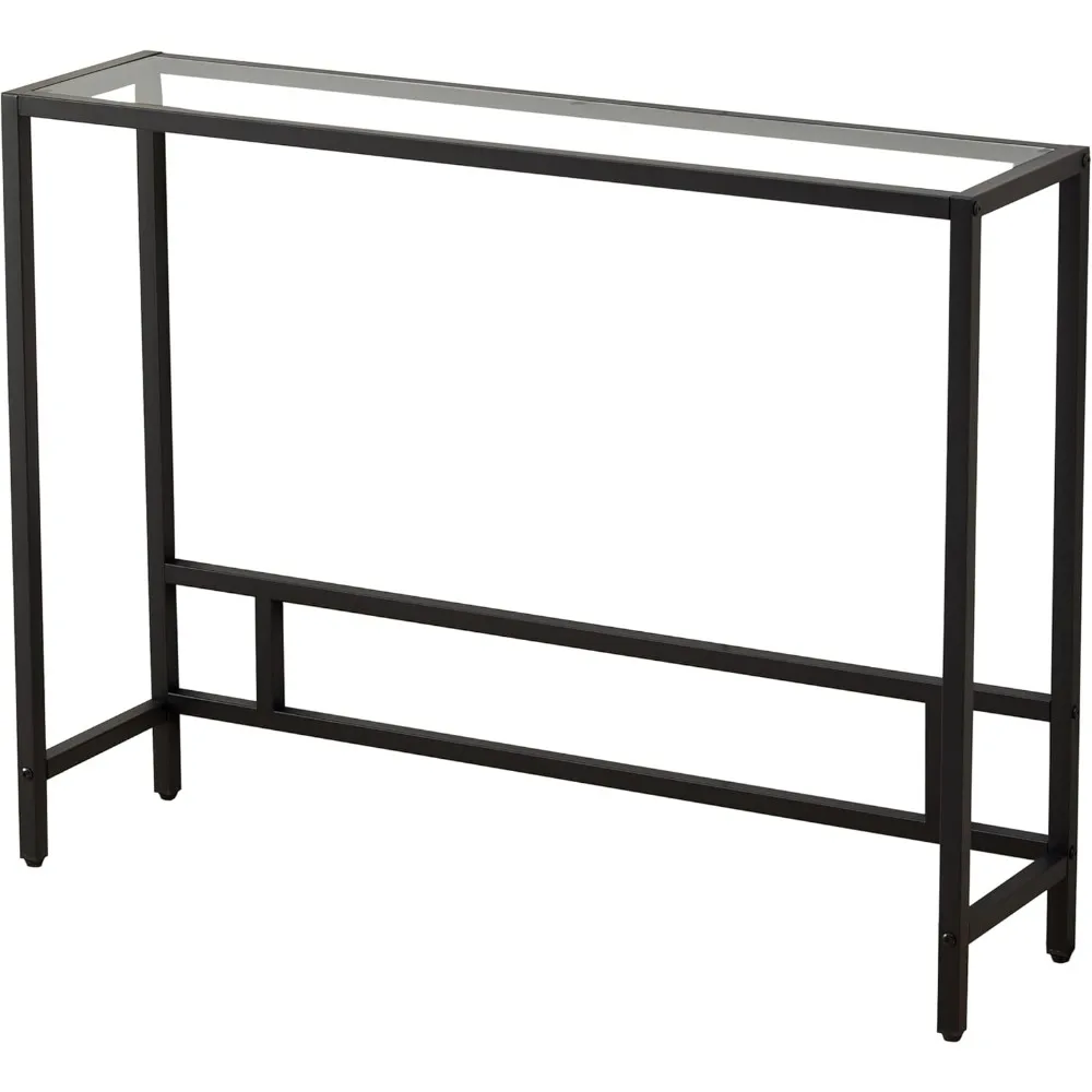 

Small Modern Console Table for Entryway, Tempered Glass with Golden Metal Frame Sofa Table for Living Room, Hallway