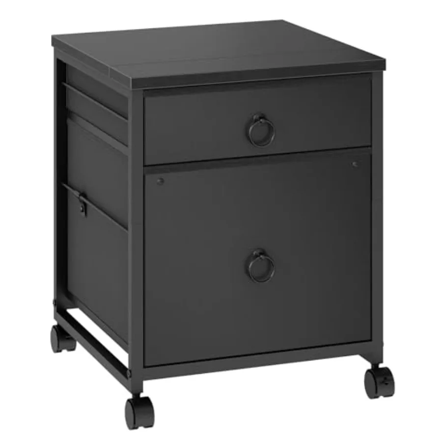 File Cabinet, 2-Drawer Vertical Mobile Office Cabinet, Rolling Printer Stand, for A4/Letter Size Files, Nonwovens Drawer, for H