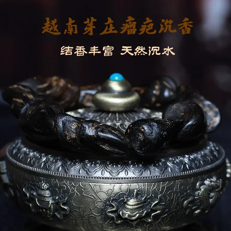 Vietnam Nha Trang with Shape Agarwood Submerged Huian Old Materials Men's Single Circle Burl Bracelet Herbal Scent Craf