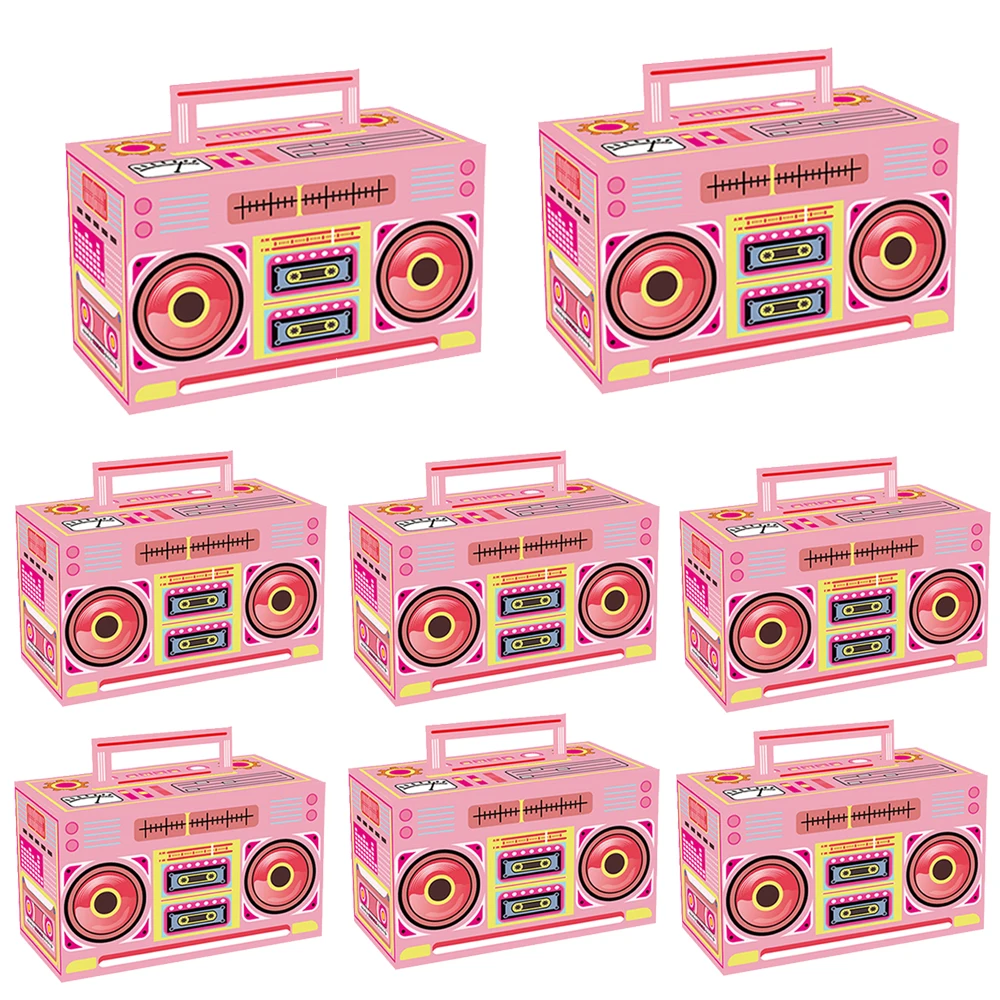 Cajas de recuerdo de fiesta de los años 80, novedad, cajas de papel de regalo, decoraciones de Radio Retro, caja de dulces, suministros para fiestas musicales de Hip Hop temáticas de los años 80