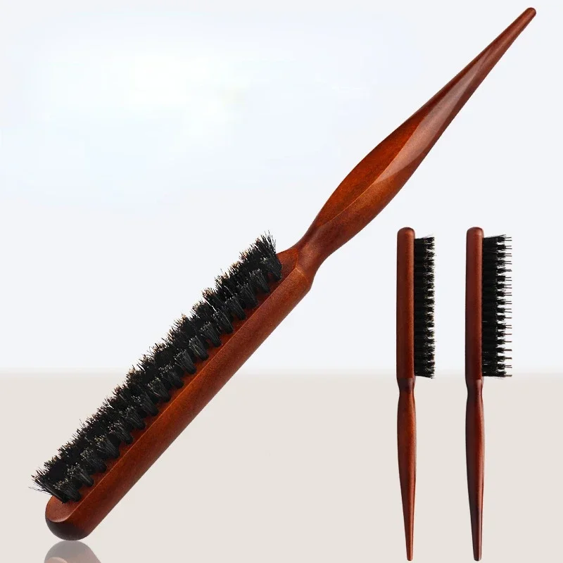 Professionelle Salon Necken Zurück Haar Bürsten Wildschwein Borsten Holz Slim Line Kamm Haarbürste Verlängerung Friseur Styling Werkzeuge DIY