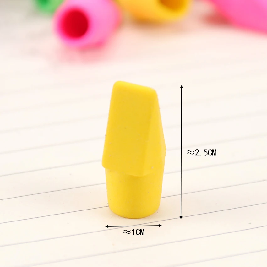 10PCS Erasers Pencil Top Eraser Caps Chisel Shape Pencil Eraser Toppers Student Painting Correction Supplies Stationery