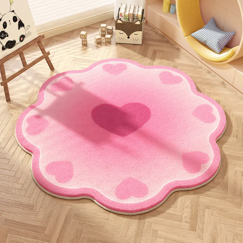 VIKAMA's New Round Imitation Cashmere Carpet, Bedside Cradle Pad For The Bedroom Soft And Comfortable Living Room Rug Home Decor