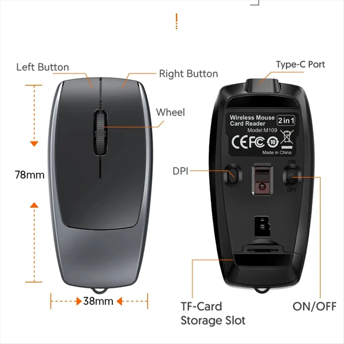Goodprice Bluetooth Mouse Rechargeable Light Weight Support TF Card Reading and Writing Long Battery Life Office Use Mice A
