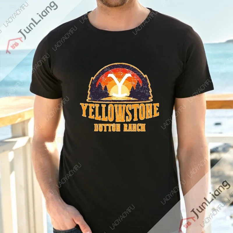 イエローストーン紳士服テレビ番組半袖 Tシャツ紳士服ストリートおかしい Y2k 綿 100% Tシャツギフト