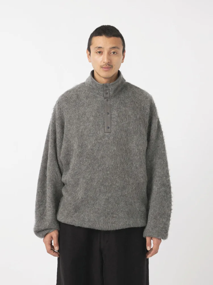 

Мужской повседневный вязаный свитер NANA из смесовой шерсти мохер с пуговицами и планкой, свободного кроя, с длинными рукавами, для активного отдыха