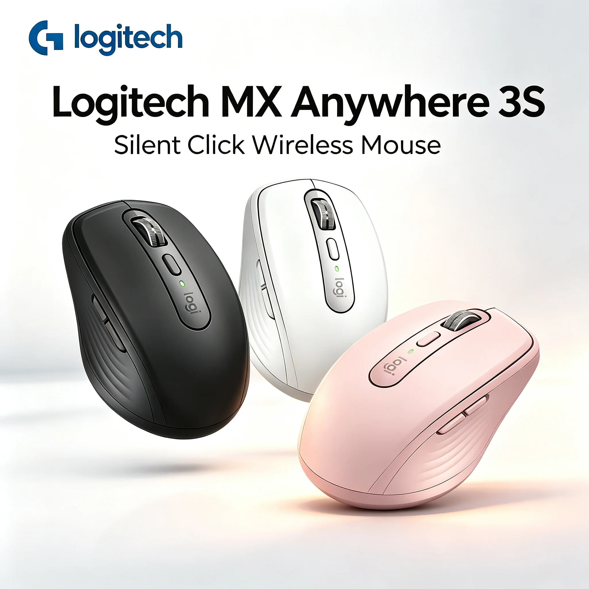 MX Anywhere 3S Logitech Bluetooth 2.4G Wireless Mouse Silent Click Fast‑Charge Ergonomic Portable Business Mice
