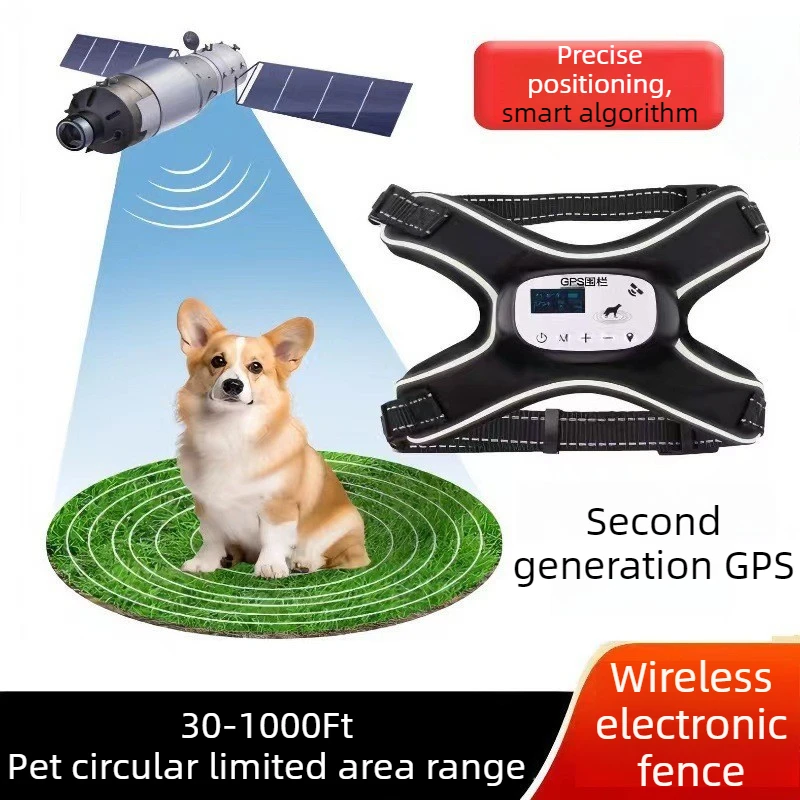 

30-1000Ft Pet GPS Wireless Electronic Fence Outdoor Dog Trainer Harness Smart Pets Harness Anti Barking Training Shock Harnesses