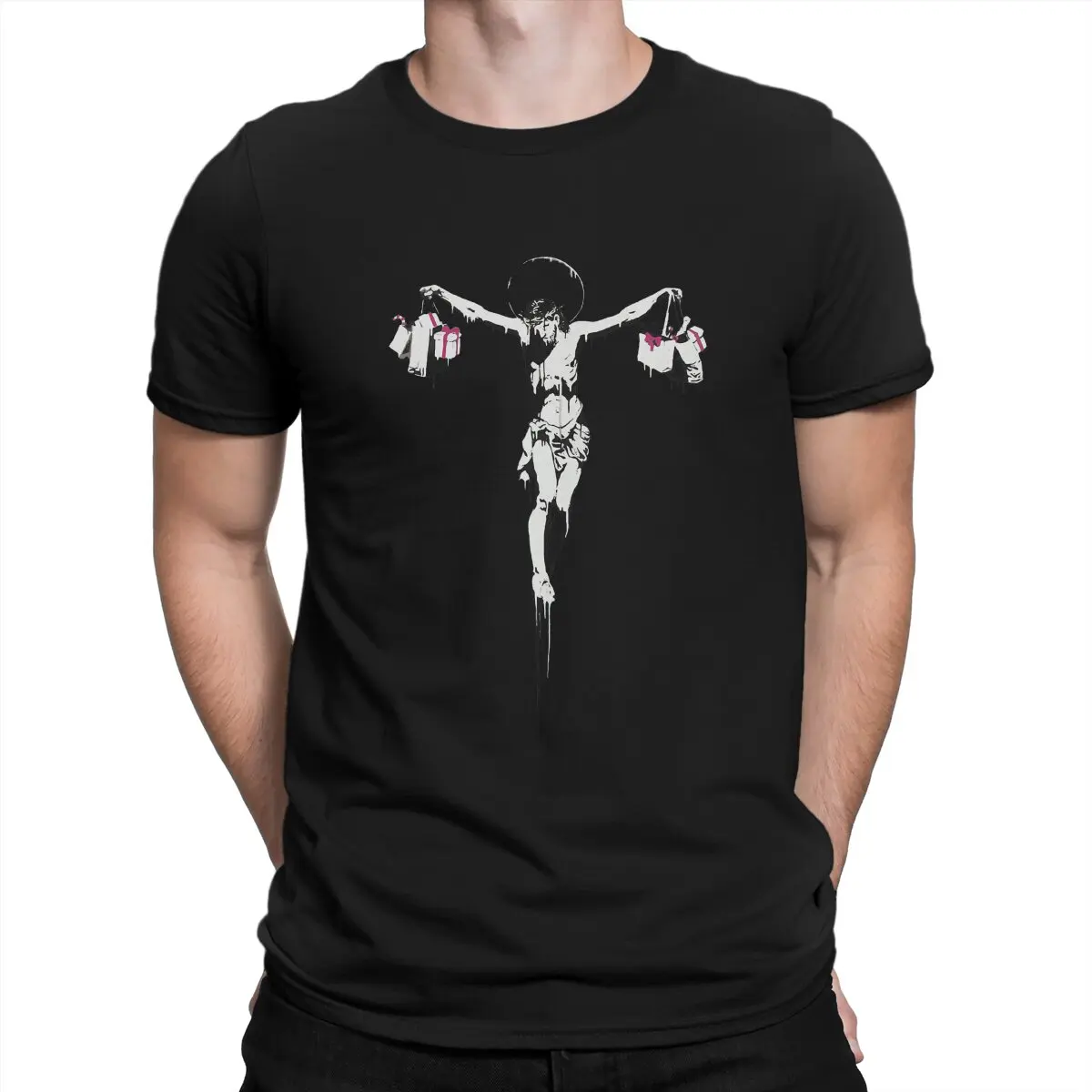 Banksy Street Graffiti Artist Man TShirt Jesus Individuality T Shirt Harajuku Streetwear New Trend