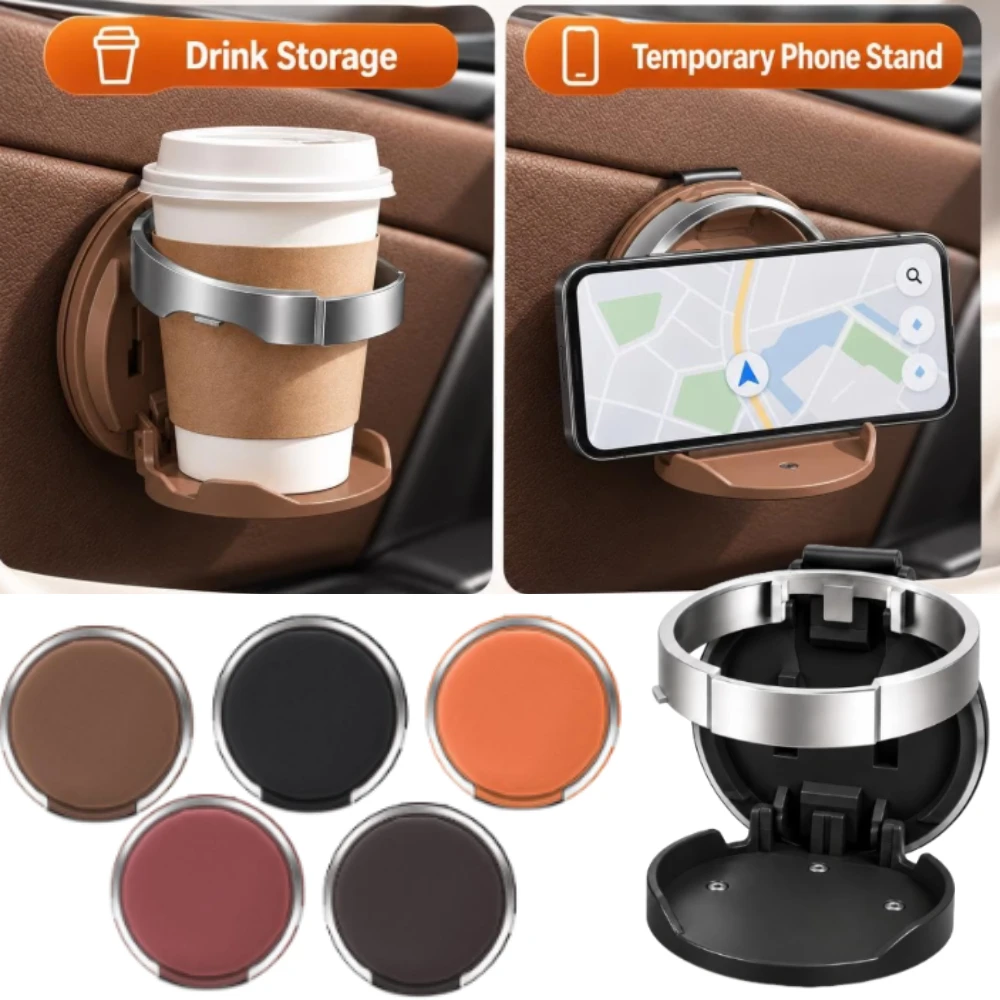 Universal Foldable Car Door Cup Holder Phone Holder Space Saving Drink Rack Water Bottle Organizer Auto Interior Accessories