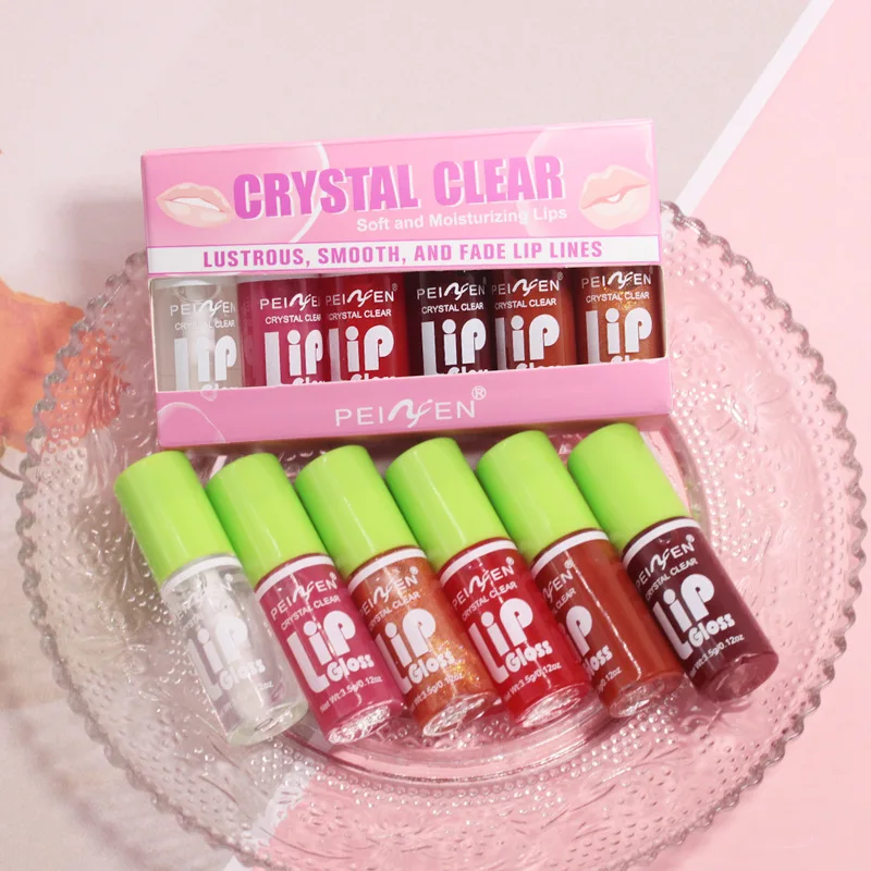 6-pack Lip Care Oil Jelly Moisturizes Lip Enrichment Oil Liquid Transparent Charm Women Hydrating Glaze Lip Plumper Set