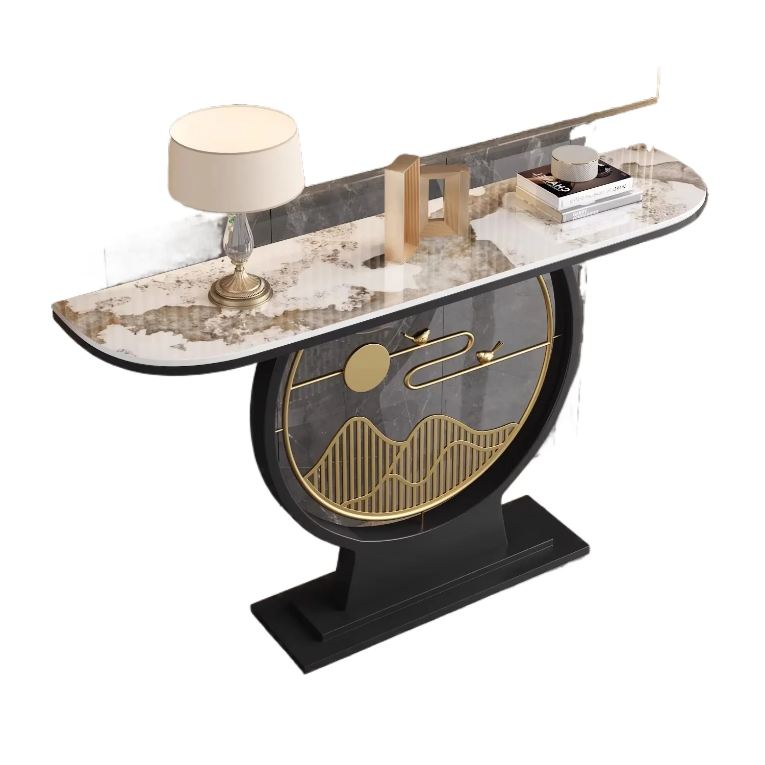 Creative light luxury Chinese rock board entrance console table living room hotel wall art coffee table