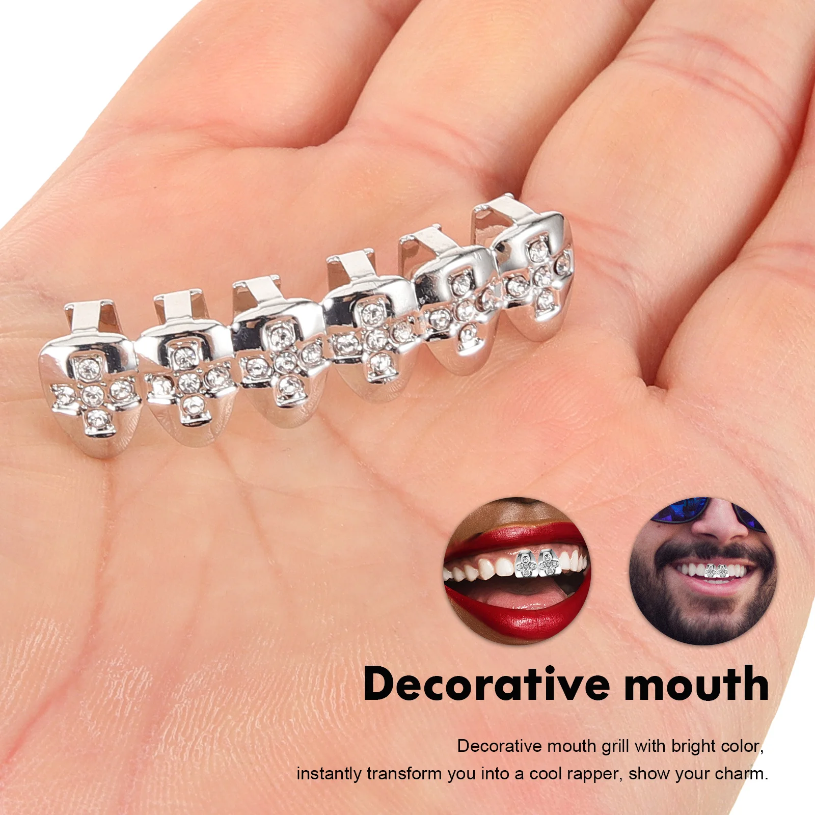 1 مجموعة شوايات الأسنان المعدنية الهيب هوب نمط مطلي الذهب الفم شواء للحزب تأثيري مغني الراب اكسسوارات مجوهرات الأسنان الزخرفية