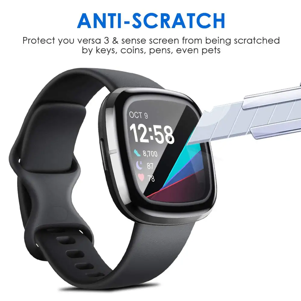 3D Cong Mềm Mại Edge Trong Suốt Bảo Vệ Cho Fitbit Versa 4/3/Sense 2 Đồng Hồ Thông Minh Versa4 Versa3 tấm Bảo Vệ Màn Hình Full Cover