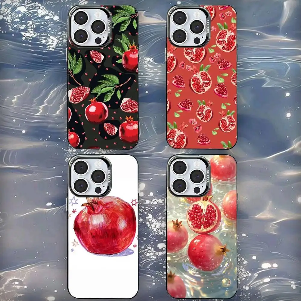 

Fruit Pomegranate Phone Case For iPhone 16,15,14,13,12,11,Mini,Pro,SE,MAX Black Matte Shockproof Cover