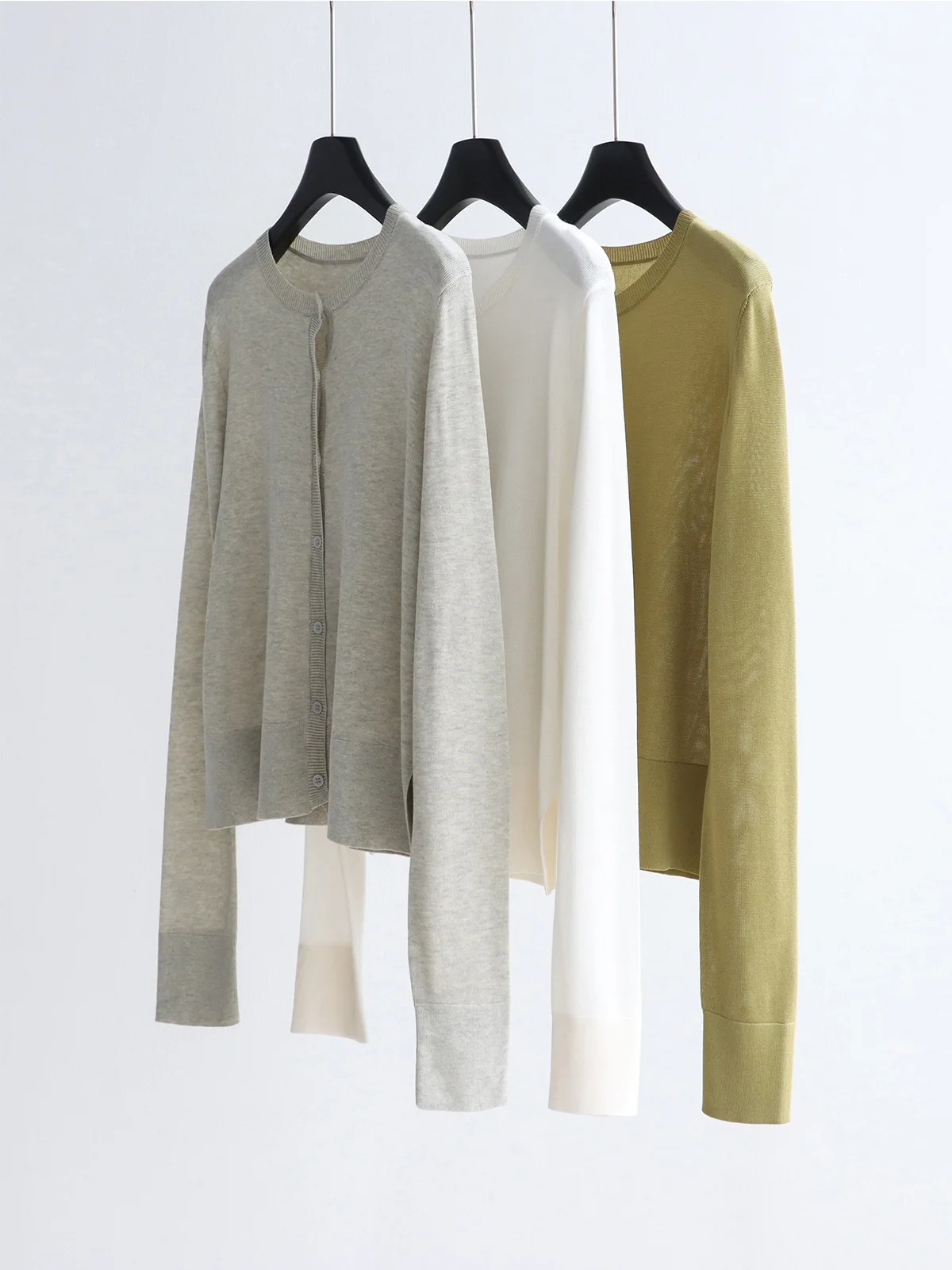 Dave&di Round-neck Knit Cardigan 26 Spring/summer Long-sleeved Sun-protective Outerwear Lightweight Lyocell Top For Women