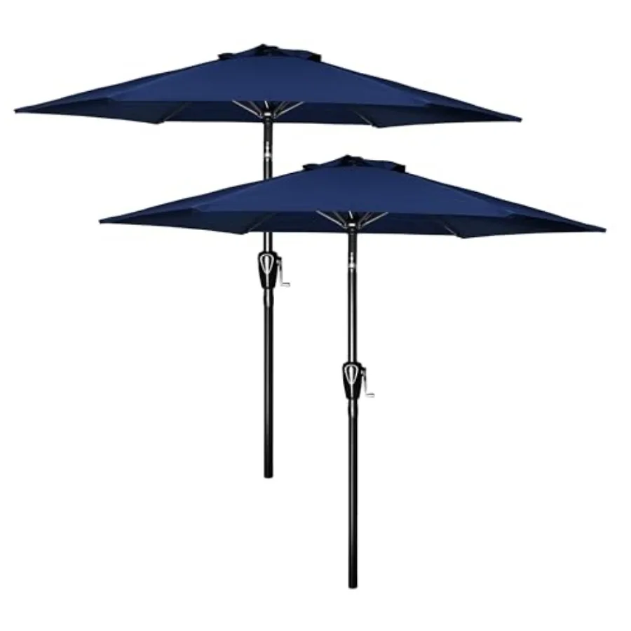 9' Outdoor Patio Umbrella with Push Button Tilt/Crank in Brown for Yard and Table Use Durable Polyester Fabric