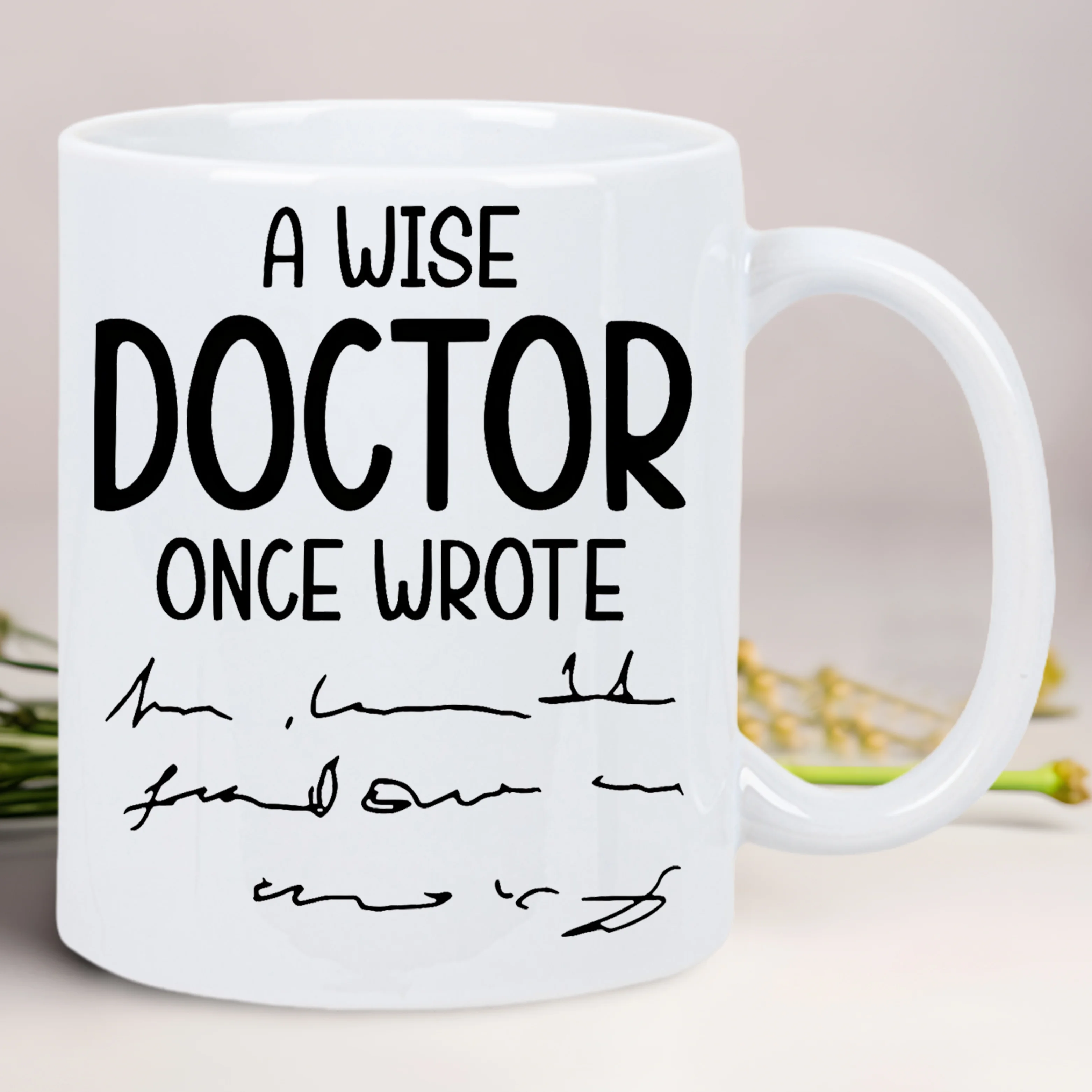 قطعة واحدة، كوب قهوة من السيراميك من Wise Doctor Quote سعة 11 أونصة - كوب فقط قابل لإعادة الاستخدام لغسل اليدين للمشروبات - متعدد الأغراض، لا حاجة للكهرباء