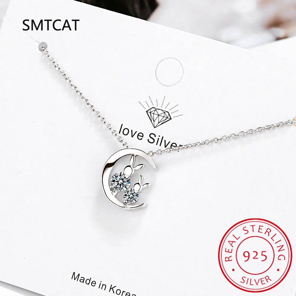 925 فضة المرأة القمر القط قلادة الأحجار الكريمة قلادة على شكل قمر لعيد الأم هدية عيد ميلاد قلادة مجوهرات DS4192