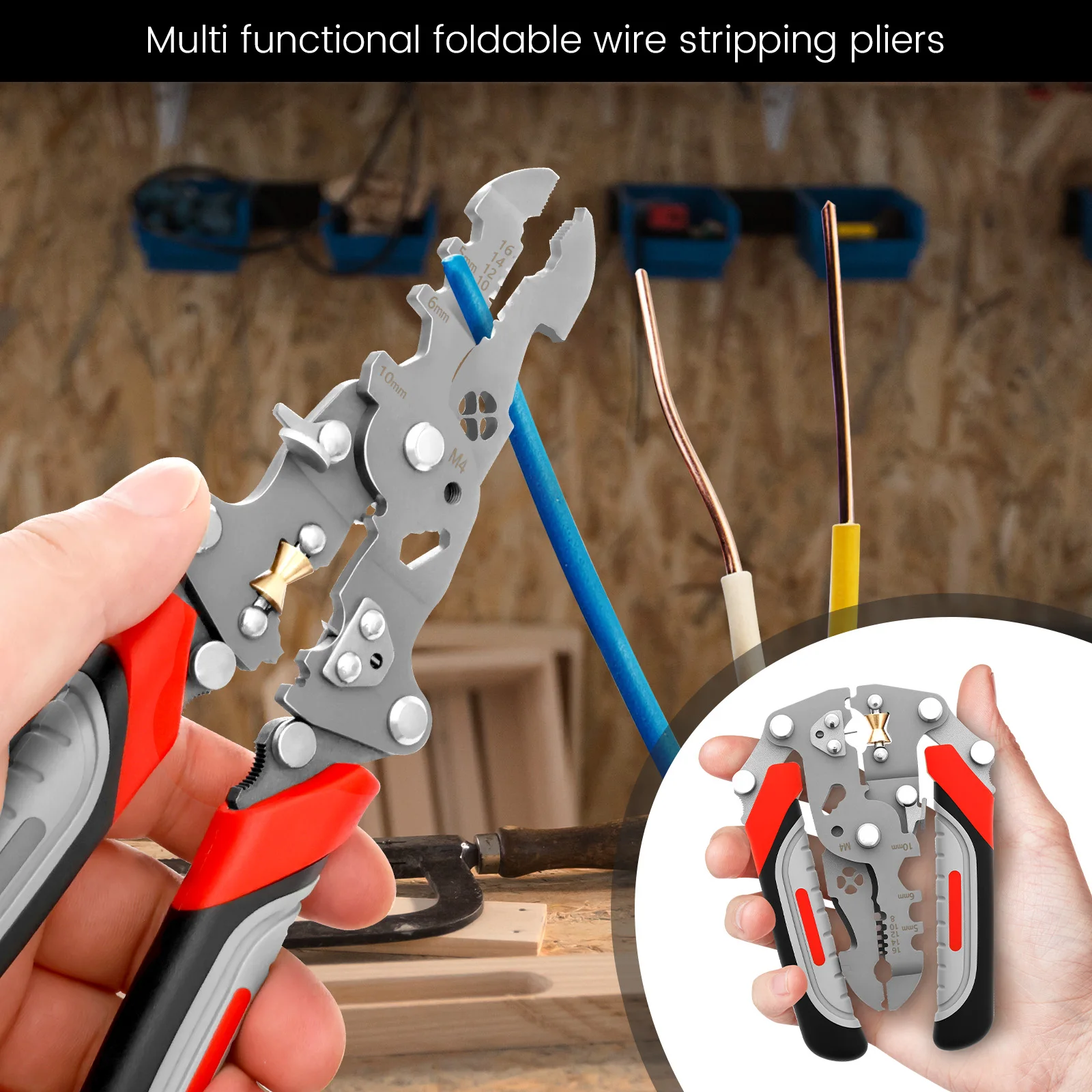 

18/21 In 1 Foldable Wire Stripper Pliers Electrician Wire Splitter Precision Fast Cable Cutter Pliers Crimping Pliers Hand Tools