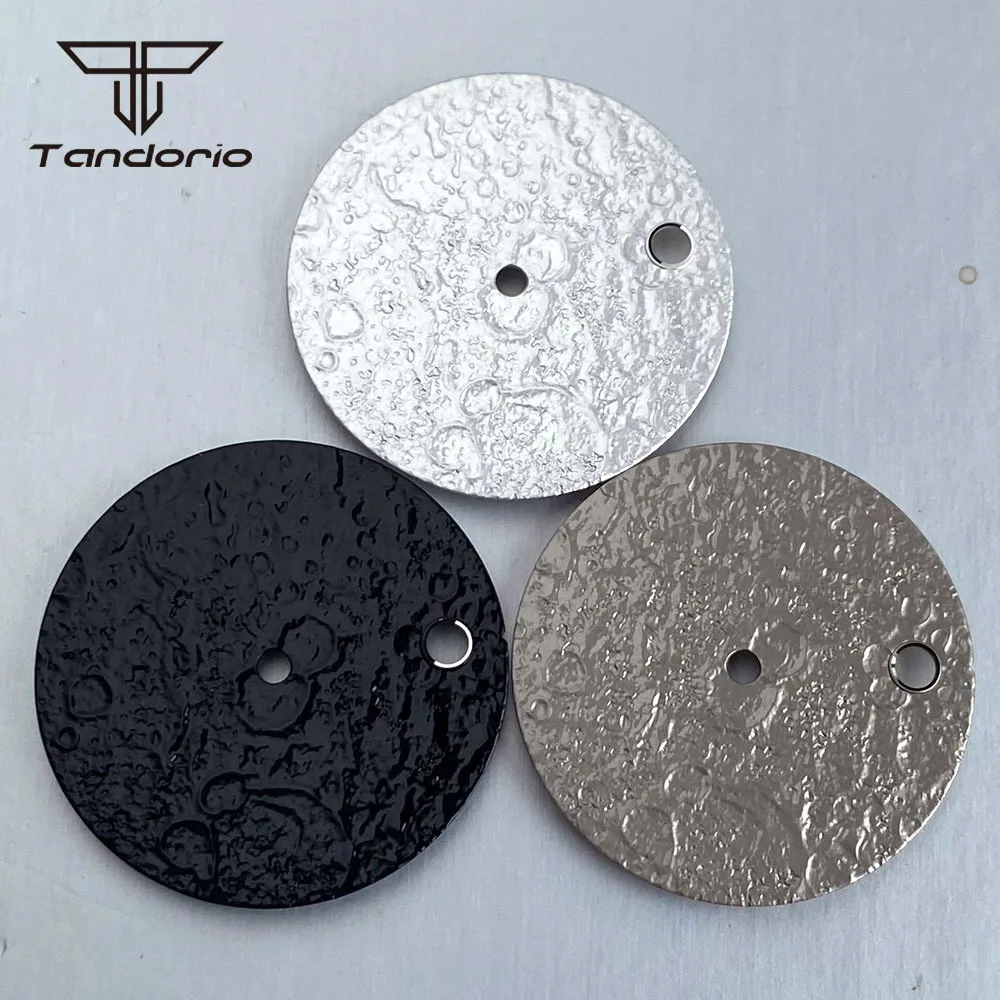28.5mm Moon Crater Texture NH35 Blank Watch Dial No Index with Date Window 3 Colors Fit NH35 NH36 Wristwatch Repair Mod Parts