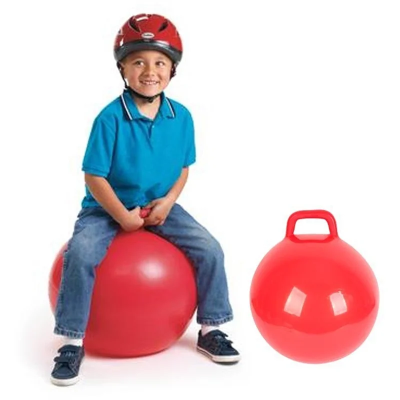 Rtshe-brinquedo infantil de pvc com alça, bola elástica, bola elástica inflável com alça, bola de salto