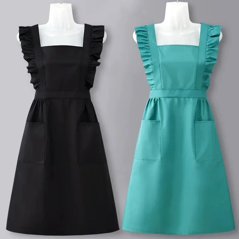 

Aprons Waterproof Apron Outdoor Garden Pinafore Summer Catering Work Clothes Kitchen Pinny Oil Proof Smock Women Waiter Uniforms