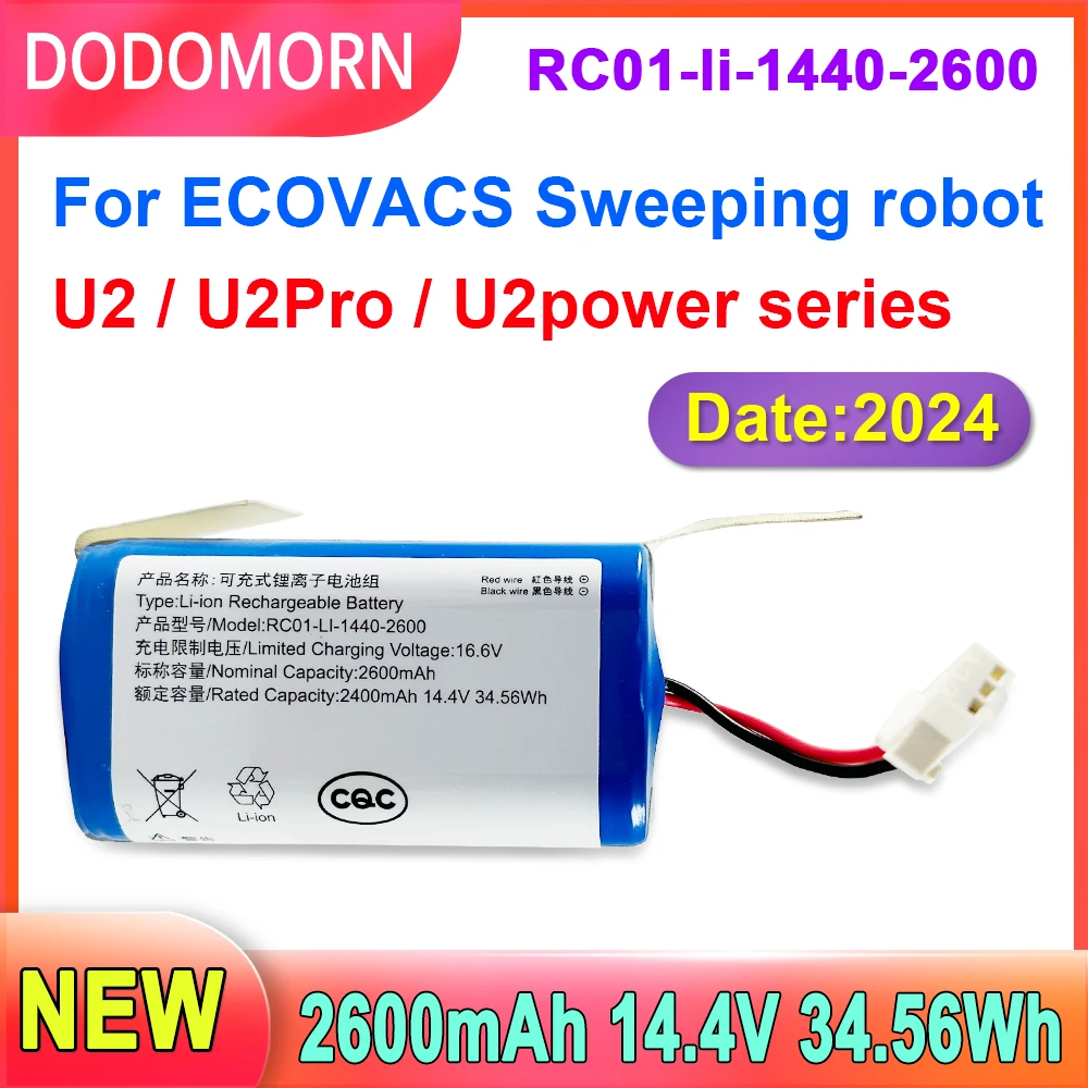 

DODOMORN For ECOVACS Sweeping Robot U2,U2Pro,U2power,K600,K650,K680,K700,DH35,DH36,DS35,High Quality Battery RC01-li-1440-2600