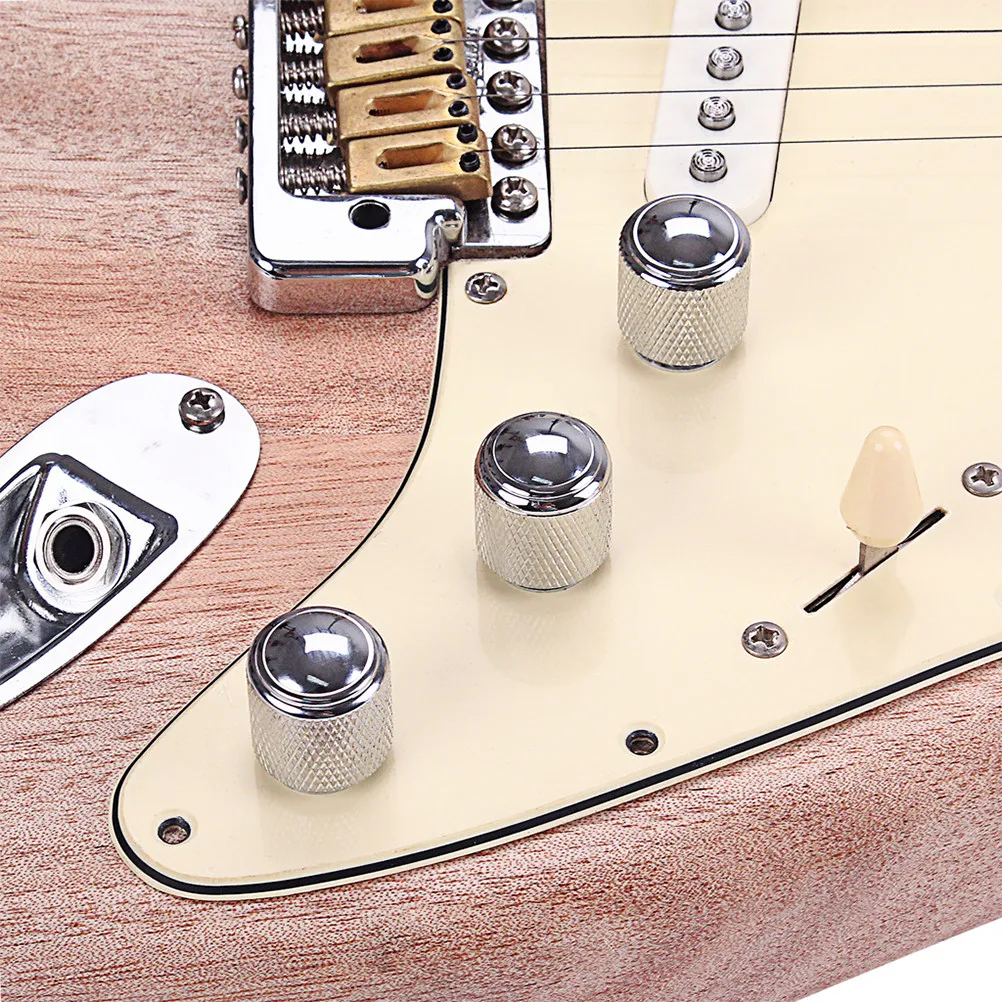 3Pcs Aluminum Alloy Guitar Control Knobs Dome Style Volume Tone Bass Replacement Parts Silver Suitable for Electric Bass Amp