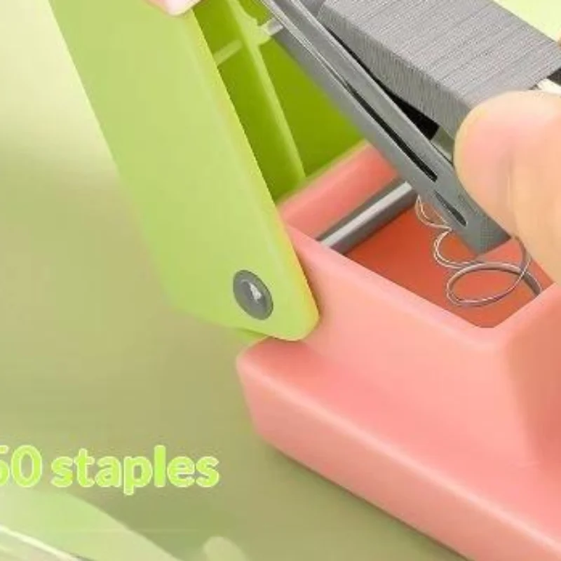 360-Degree Rotating Stapler With Staples Cute Pastel Color Suitable For Students School Home Office Attractive Appearance