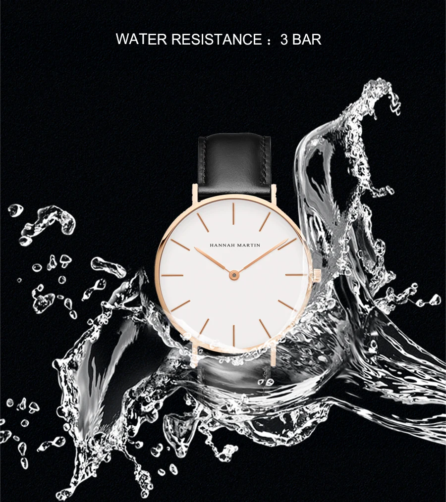 HANNAH MARTIN Top Marke Frauen Wasserdichte Armbanduhren 36mm Mode Luxus Ultra Dünne Leder Kreative Rose Gold Damen Uhren – Detail 14