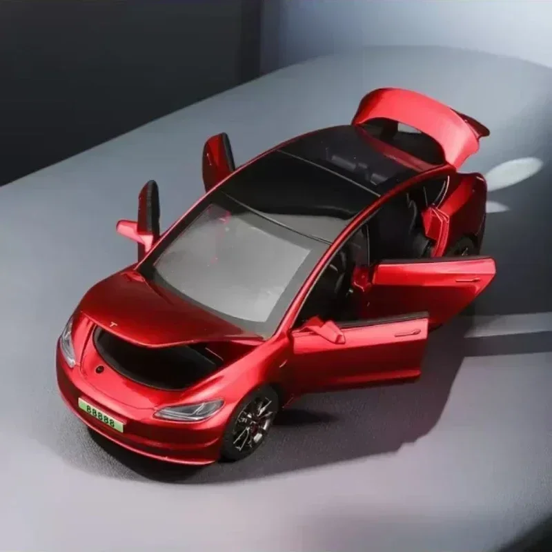 

1:32 Tesla Model 3, модель автомобиля из сплава, имитация звука и света, игрушечный автомобиль, металлический автомобиль для мальчиков, коллекция украшений, подарок