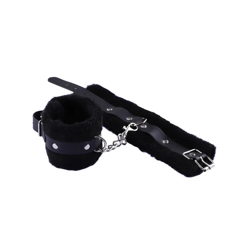 Bandeau sexy en cuir PU avec menottes en peluche pour adultes, équipement de bondage, jouets sexuels Bsie M Kit, Sex Shop, jeux pour adultes, accessoires similaires