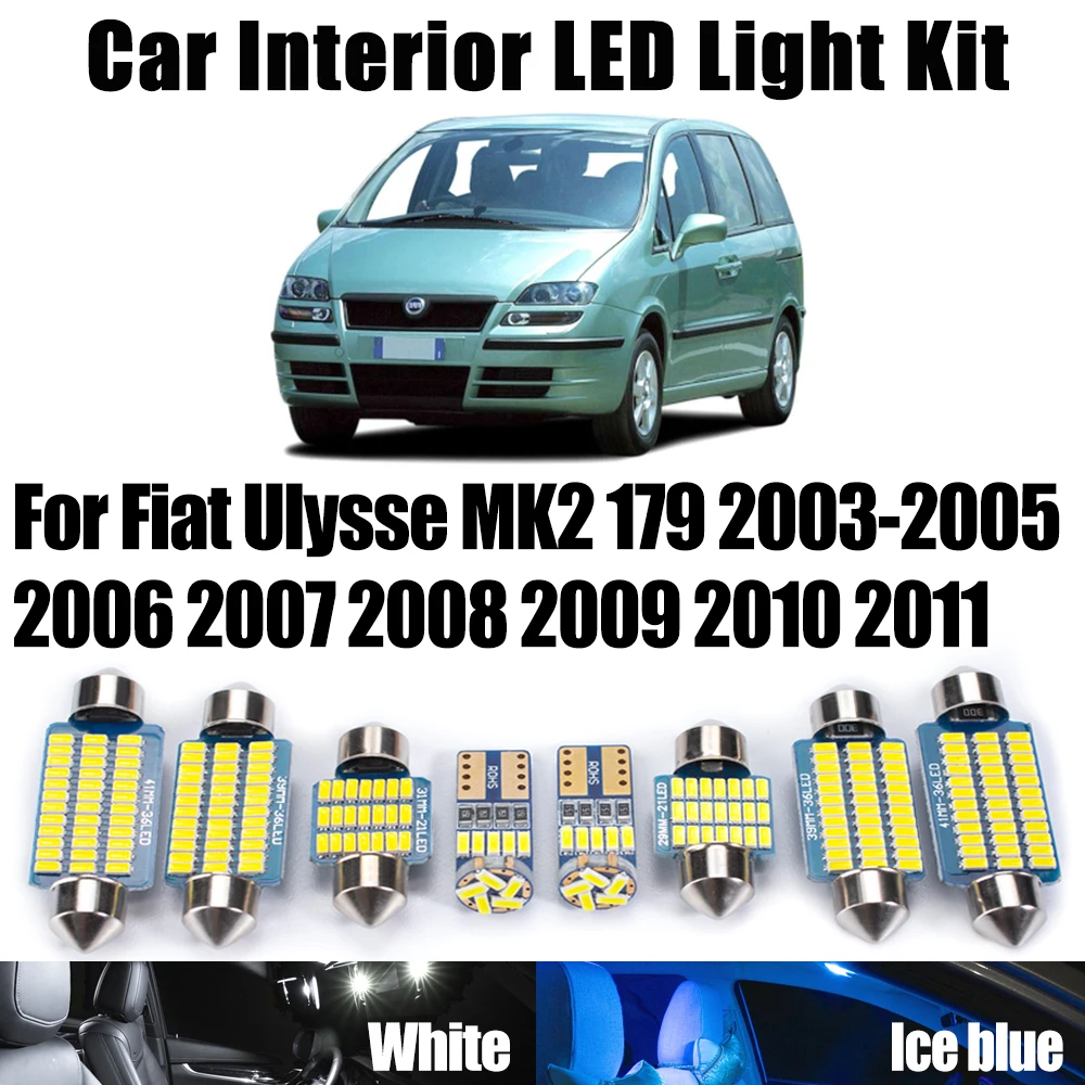 

16 шт. для Fiat Ulysse 2 MK2 179 2003-2008 2009 2010 2011 Canbus автомобильные аксессуары светодиодный комплект ламп для внутреннего чтения карт багажника