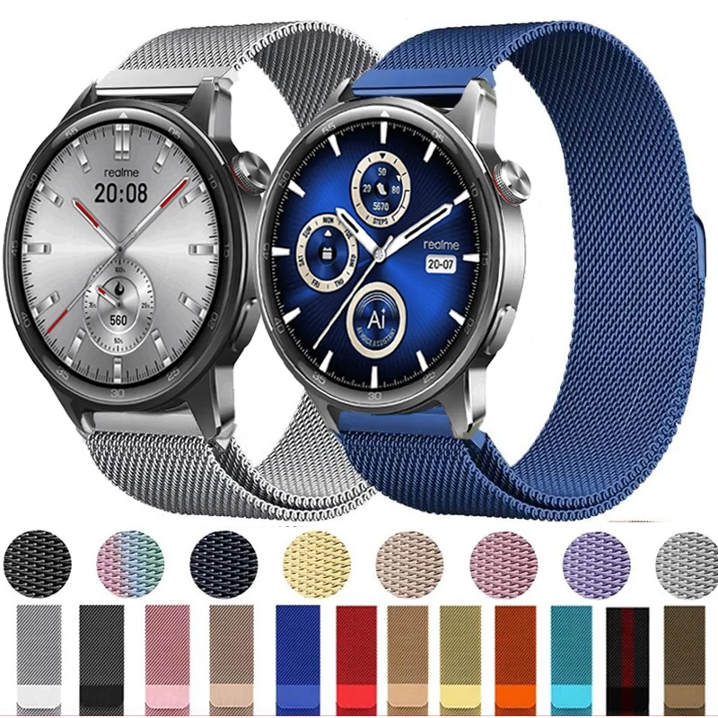 22 mm Milanese-Loop-Armband für Realme Watch S2 Smartwatch, magnetisches Metallarmband für Realme Watch 2 2 Pro 3 3 Pro S SPro Band