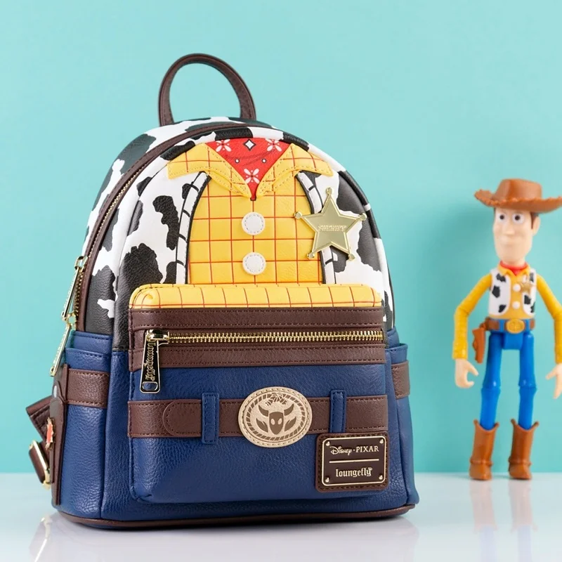 Loungefly Disney Pixar Toy Story Woody Sheriff PU Leather Double Shoulders Backpack Handbag Casual Bag Kids Bags Wallet Gift