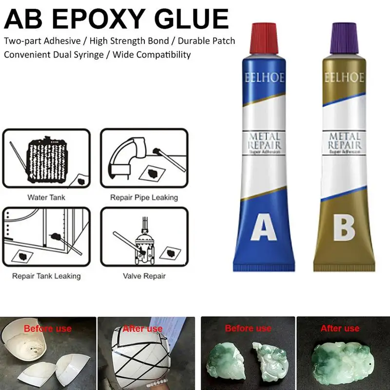 Metal Glue Heavy Duty Weld Permanent Metal Repair Paste Set Magic Metal Mending Agent AB Glue Dual Powerful Metal Repairing