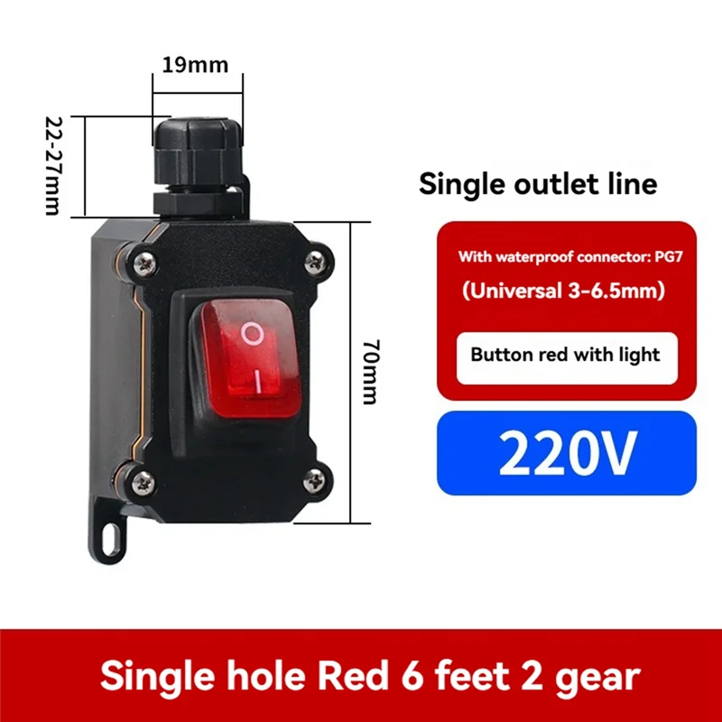 SQPP-220V Boat Rocker Switch IP68 Waterproof 16A High Current Power With LED Light Power Button ON/OFF