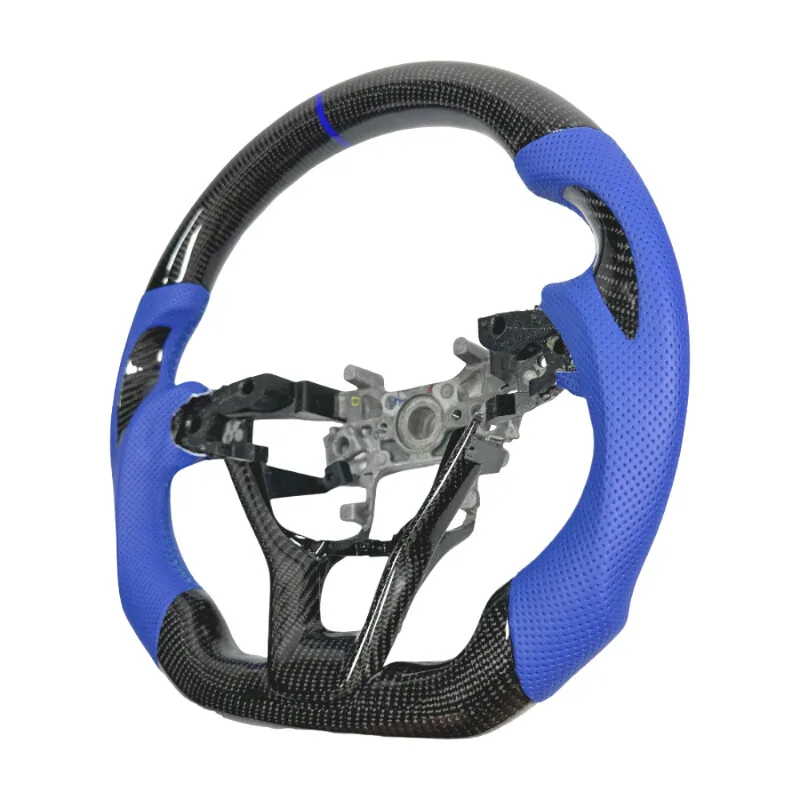 Maßgefertigtes blaues Lederlenkrad aus echtem Carbon für Honda Accord 10. Generation – Detail 4
