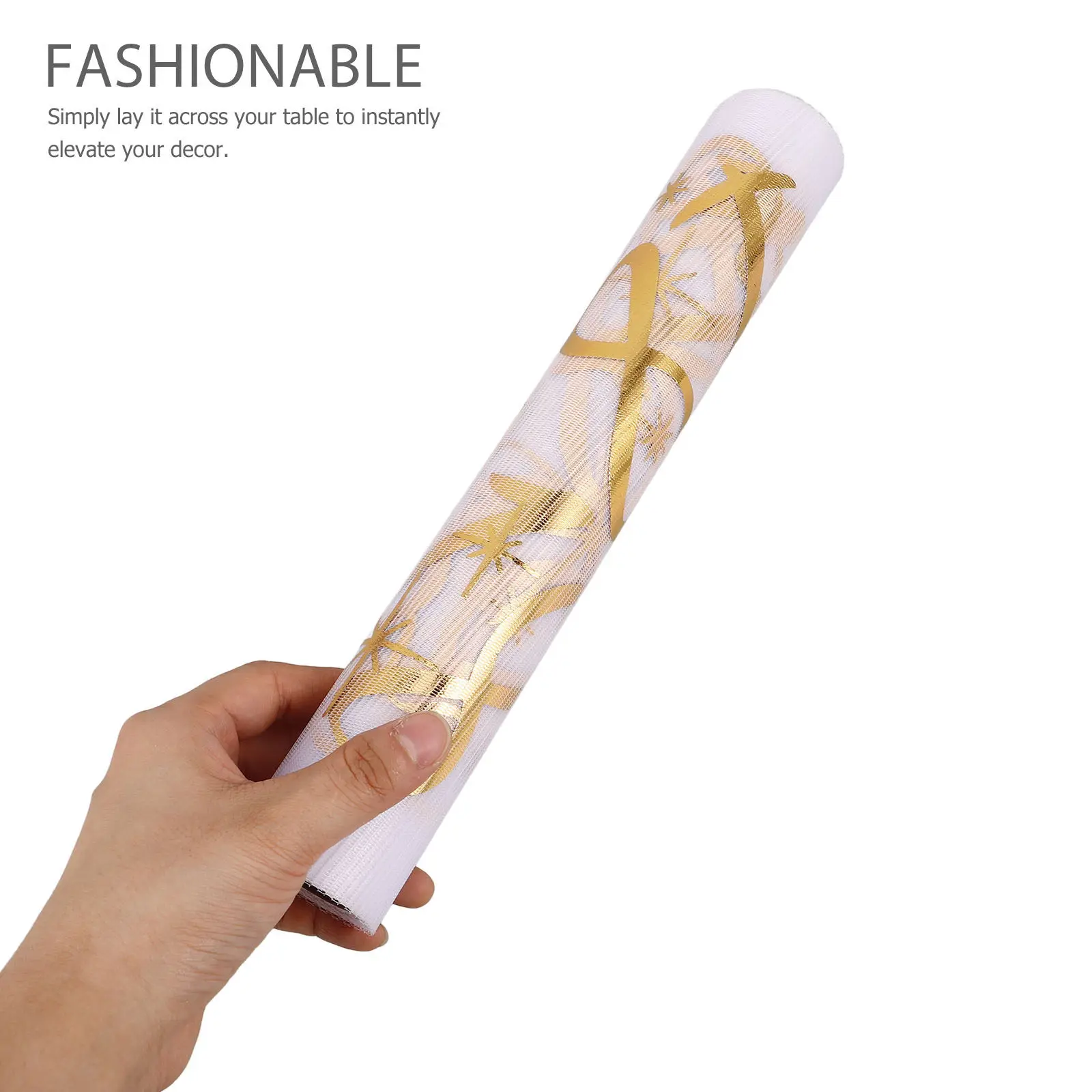 Gold Foil Mesh Table Runner 18Th Birthday Party Decorative Dining Table Cover Heat Press Technology Elegant Star Design