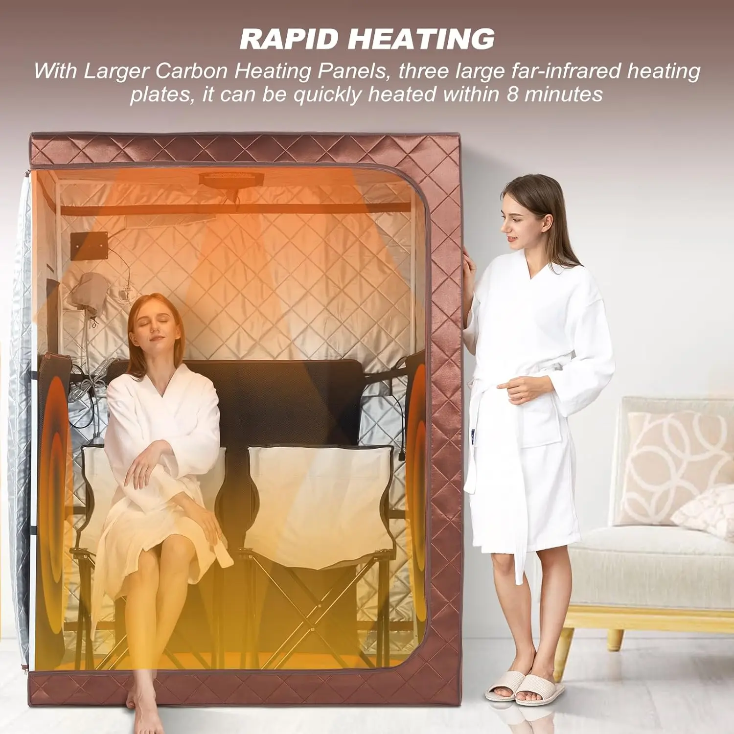 2 Person Portable Infrared Sauna, Oversize Full Body Home Sauna Spa for Relaxation & Detox Saunas Tent 2 Foldable Chairs