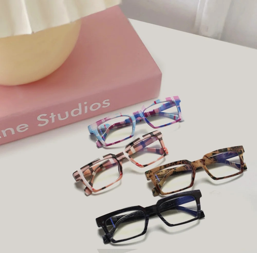 

CLASAGA Fashion Classic Lattice Frames Oversized Square Reading Glasses HD Transparent Lenses Optical Glasses Diopter 0~+6.0